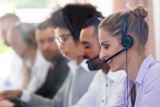 woman with headset in call center
