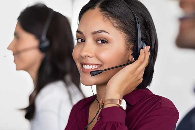 woman on headset in call center