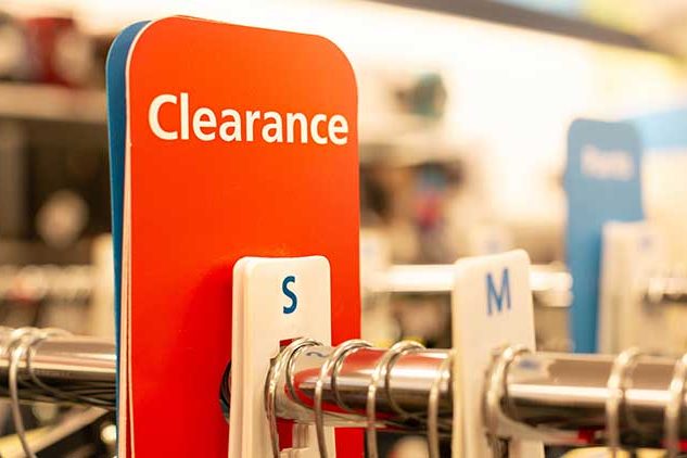clearance sign in store