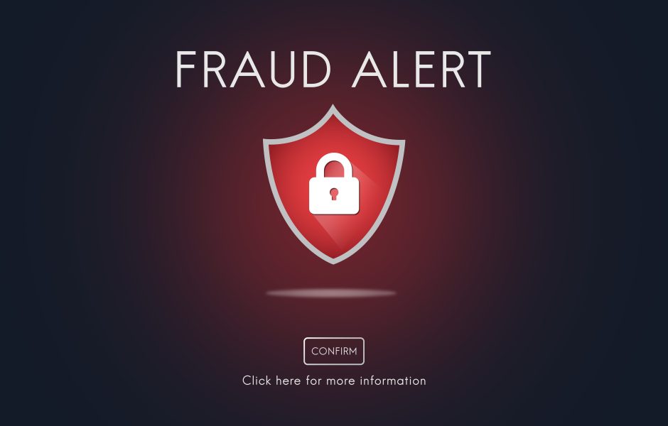 fraud alert warning on computer screen