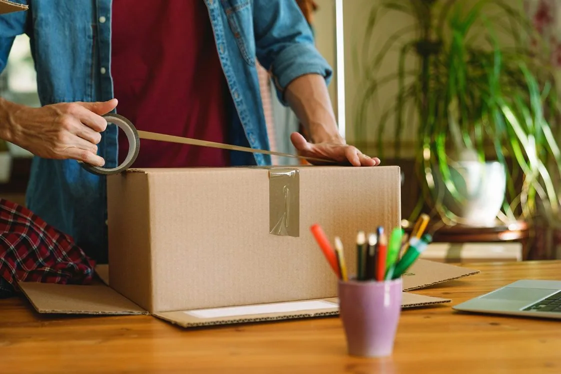 Man returning parcel